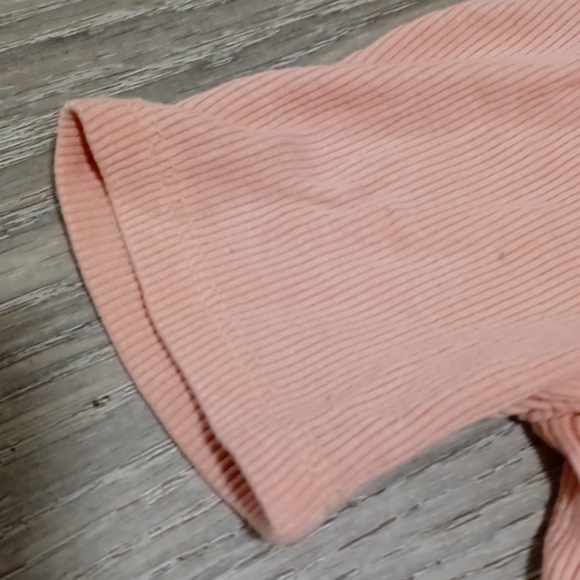 PEEKABOO RIBBED SOFT STRETCHY PAJAMA SET TOP SHORT SLEEVE SHORTS - Picture 4 of 8